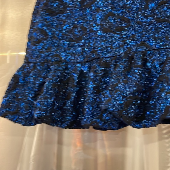 NWT Zara Festive Season Ruffle Metallic Blue On Black Belted Mini Skirt - Picture 4 of 12